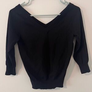 Banana Republic Black V-neck Sweater Rayon Nylon Blend Small